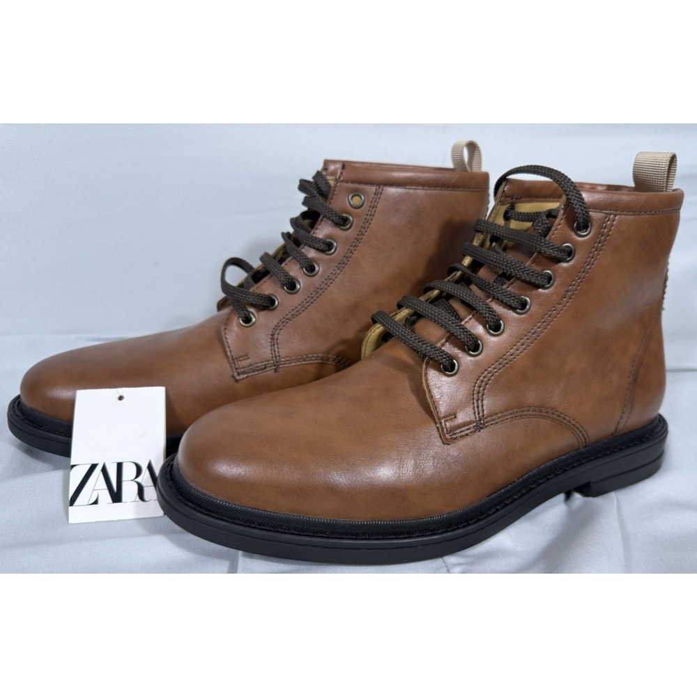 Zara Mens Brown Laced Boot Size 44 NWT